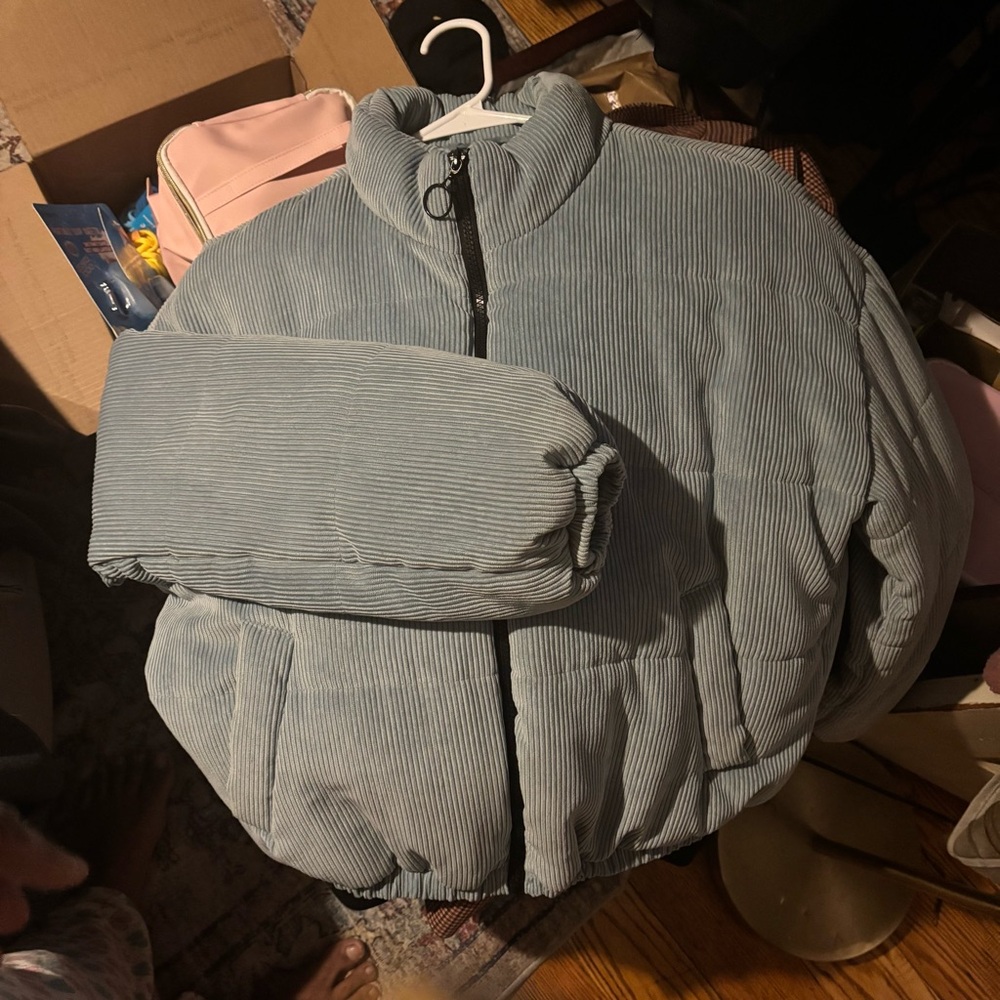 wild fable Light Blue Corduroy Puffer Jacket